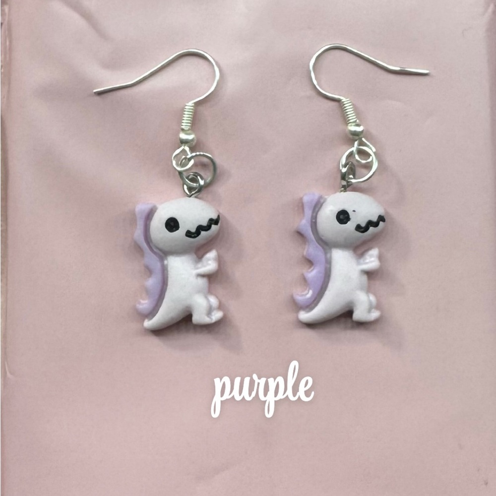 Purple Dinosaur Earrings